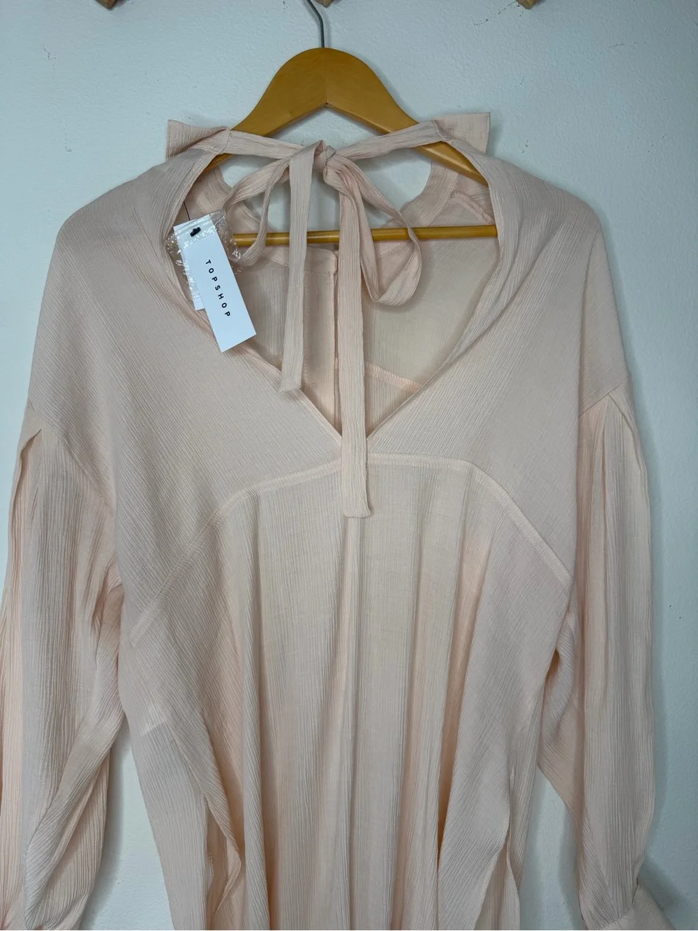 New Topshop Tie Back Oversized Shirt Blush Pink Size 4